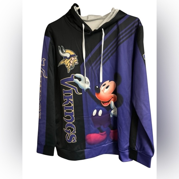 Minnesota Vikings Mickey Mouse 3D Hoodie‎ NFL Sweatshirt Unisex L - Picture 9 of 14